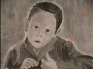 Portrait d’enfant au fusain — cliquer pour voir en grand