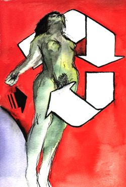 Esquisse nu debout et pictogramme