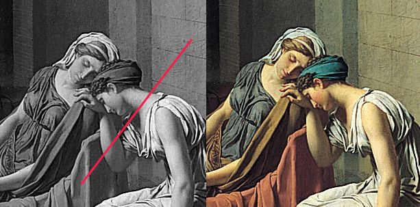Jacques-Louis David, Le Serment des Horaces (détail en valeurs)
