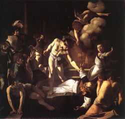 Le Caravage, Martyr de saint Mathieu — clair-obscur